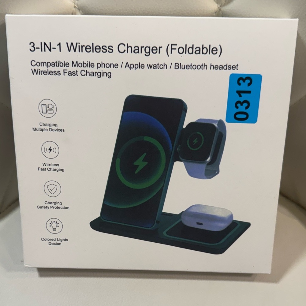 3-in-1 Foldable Wireless Charger, black